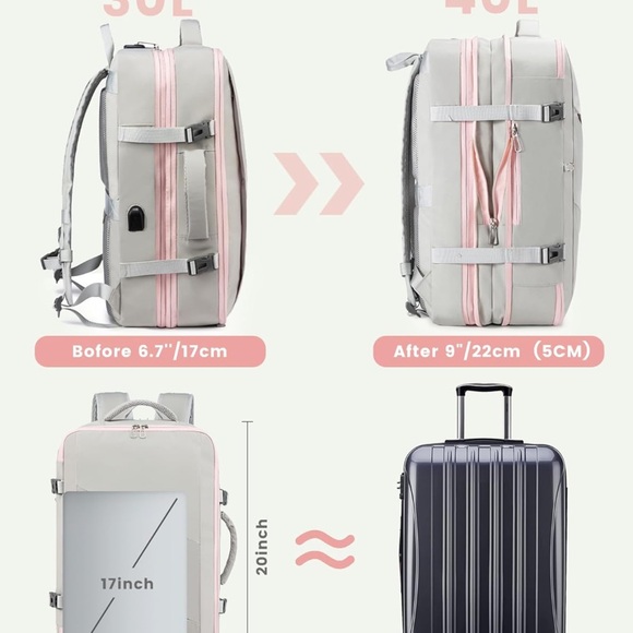 LOVEVOOK Travel Backpack, 40L Extra Large Backpack, Carry on Backpack 17 Inch - Picture 10 of 13